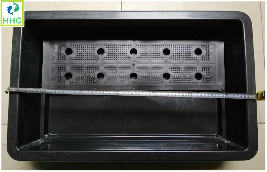 3 khay nhựa trồng rau kích thước 68x42x15cm - màu đen