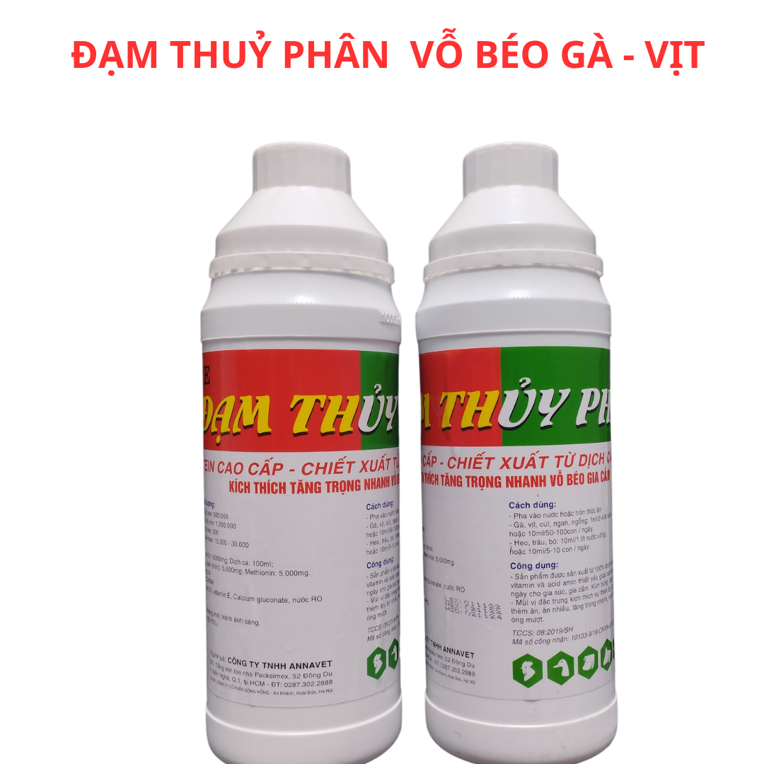 Đạm thuỷ phân thú y annavet đạm dinh dưỡng cao 90 %đạm từ cá -siêu vỗ béo heo gà vịt - đẹp mã - bật cựa dày lườn đỏ tích
