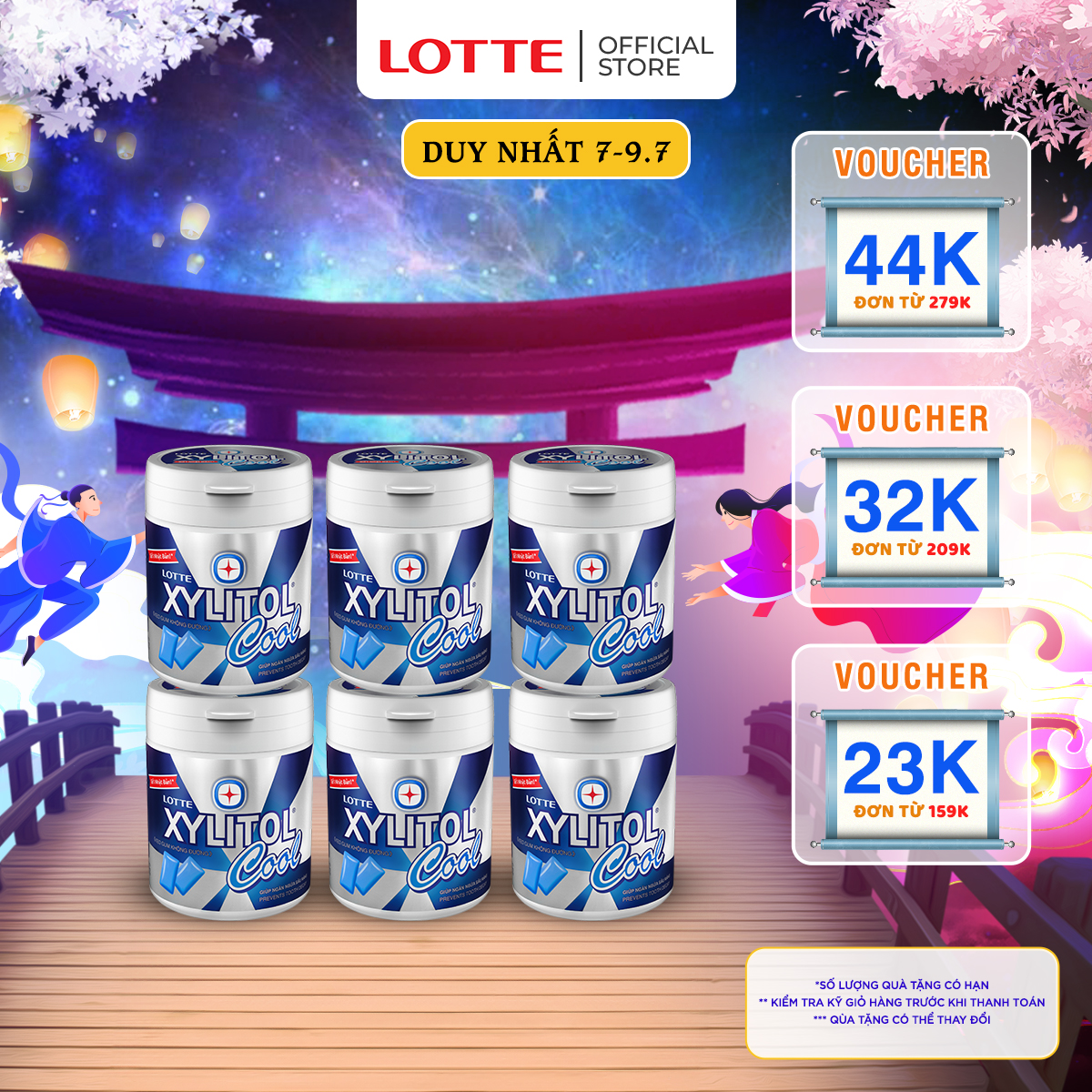 Combo 6 hộp Kẹo gum không đường Lotte Xylitol Cool 130,5 g