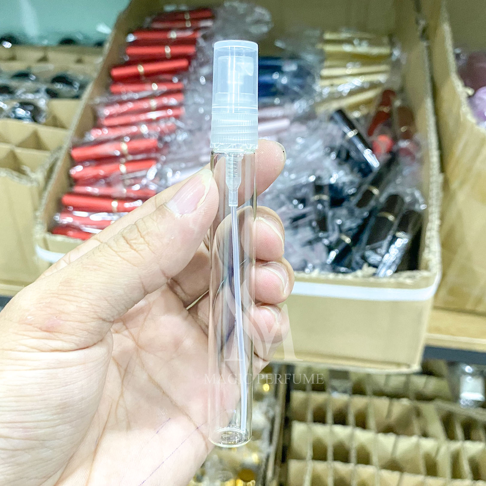 Combo 50 - 100 chai chiết, chai lọ đựng nước hoa thủy tinh tròn trong, loại đẹp dung tích 2ml , 5ml , 10ml