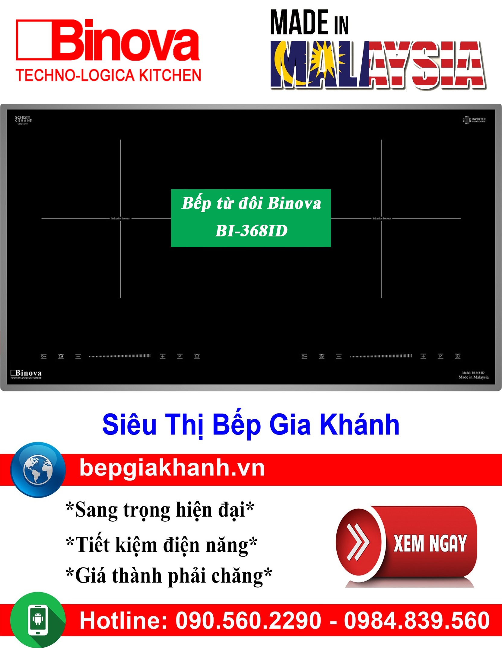 [HCM]Bếp từ đôi Binova BI-368ID nhập khẩu Malaysia, bếp từ, bếp điện từ, bếp từ đôi, bếp điện từ đôi, bếp từ giá rẻ, bếp điện từ giá rẻ, bếp từ đơn, bep tu don, bep tu