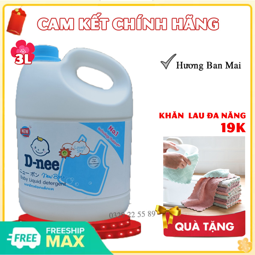 [NƯỚC GIẶT CHO BÉ] Nước Giặt Xả D-nee Thái Lan 3L Hàng Chính Hãng Công Ty Nước Giặt An Toàn Cho Trẻ Sơ Sinh và Trẻ Nhỏ - Nước giặt dnee, nước giặt thái