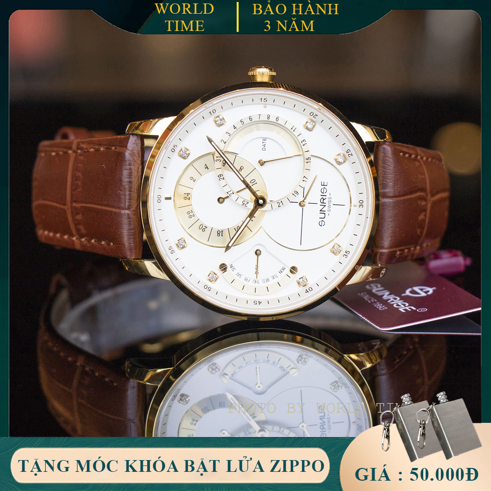 Đồng Hồ Nam Sunrise 1146SA  Full Hộp , Túi , Thẻ Bảo Hành Hãng , Sapphire Chống Xước , Chống Nước, Dây Da Cao Cấp