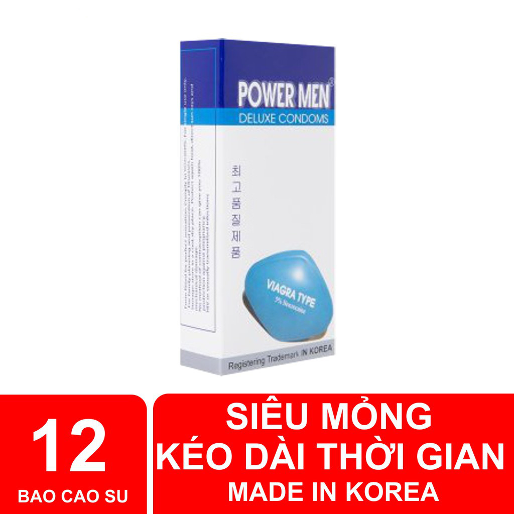 Bao cao su power men siêu mỏng kéo dài thời gian yêu hộp 12 chiếc