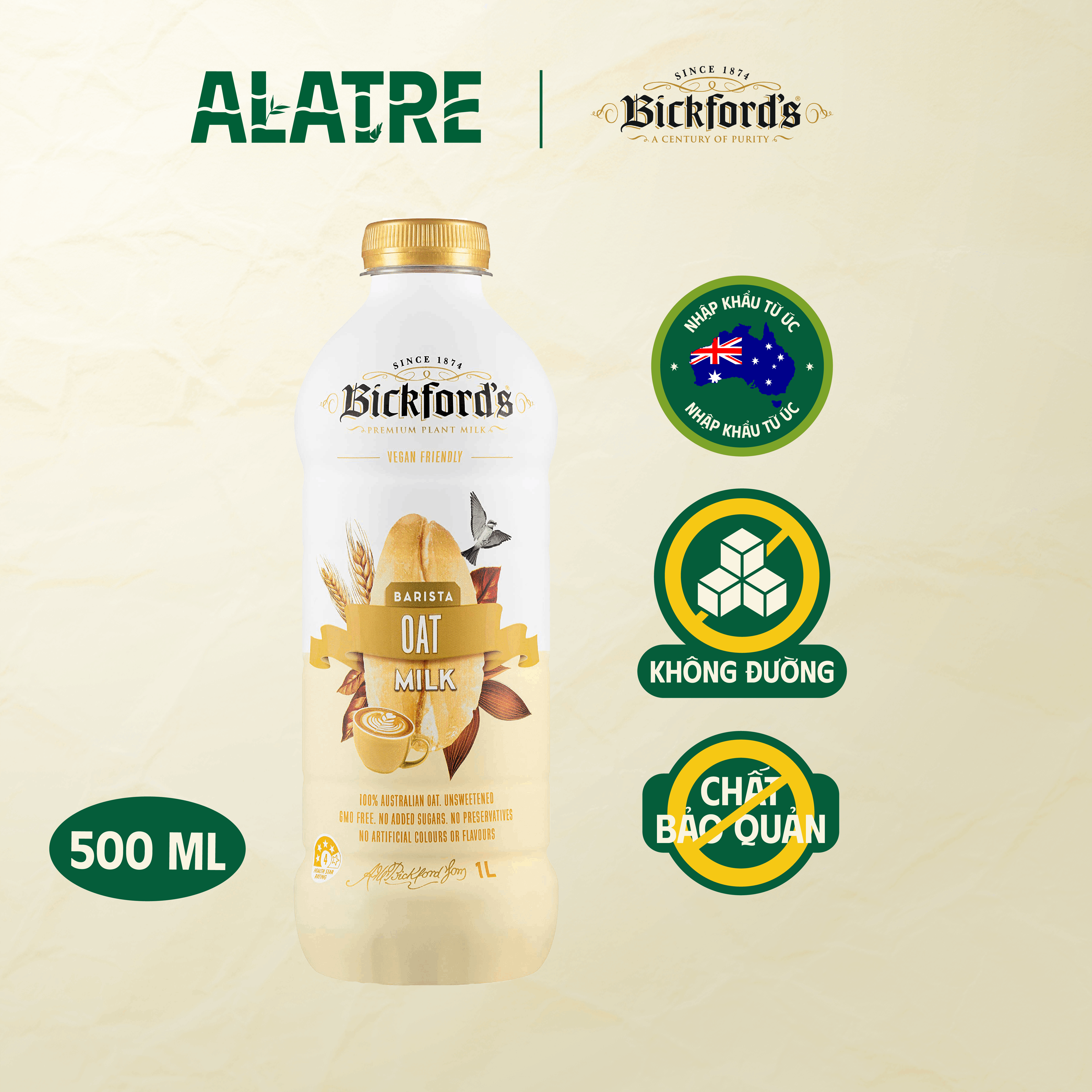 Sữa yến mạch không đường Barista Bickford's 1 lít