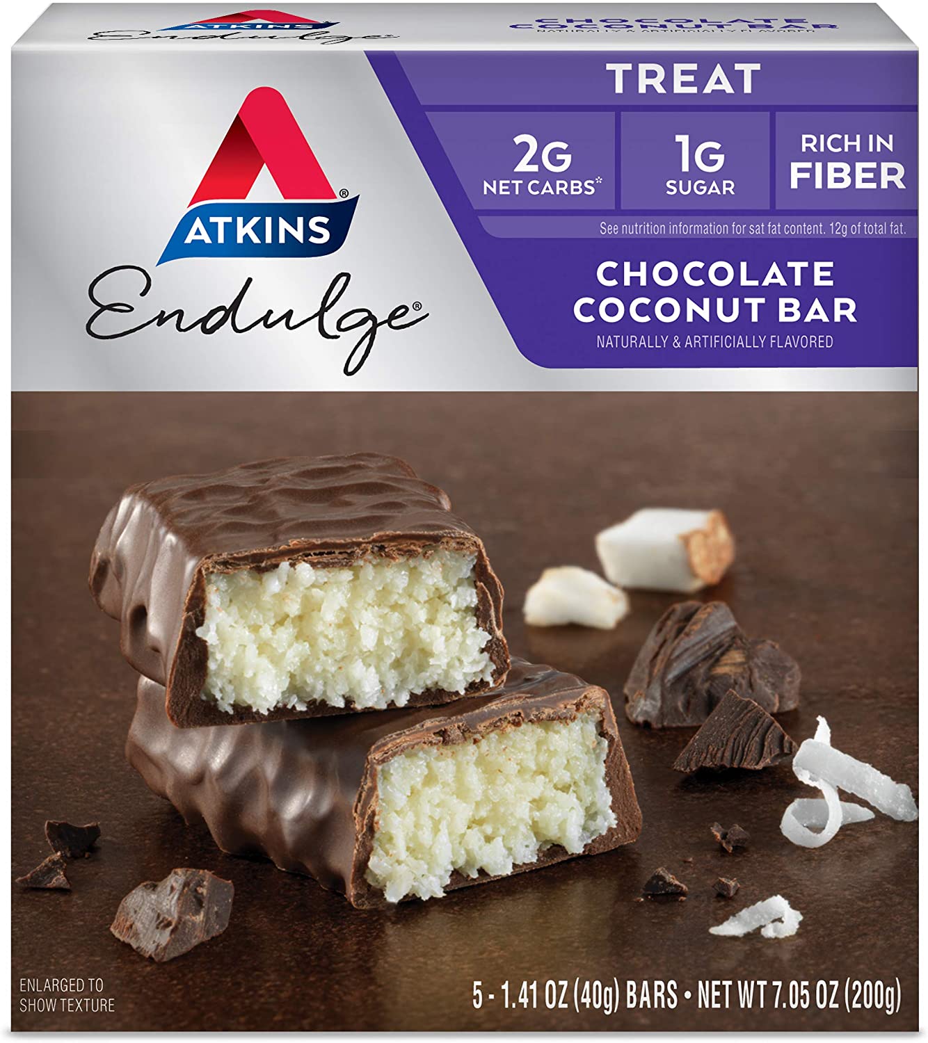 Bánh Socola dừa Atkins Endulge Treat Chocolate Coconut Bar, Rich Coconut & Decadent Chocolate