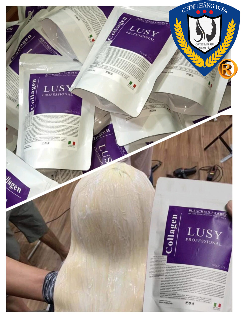 Bột tẩy tím collagen lusy 500gam