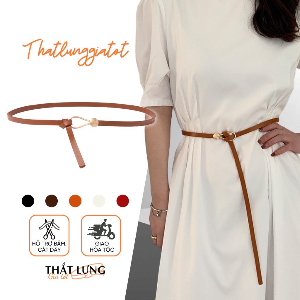 Dây thắt lưng váy da dạng cột nịt đầm bản nhỏ 1cm TLD410 - Thắt Lưng Giá Tốt