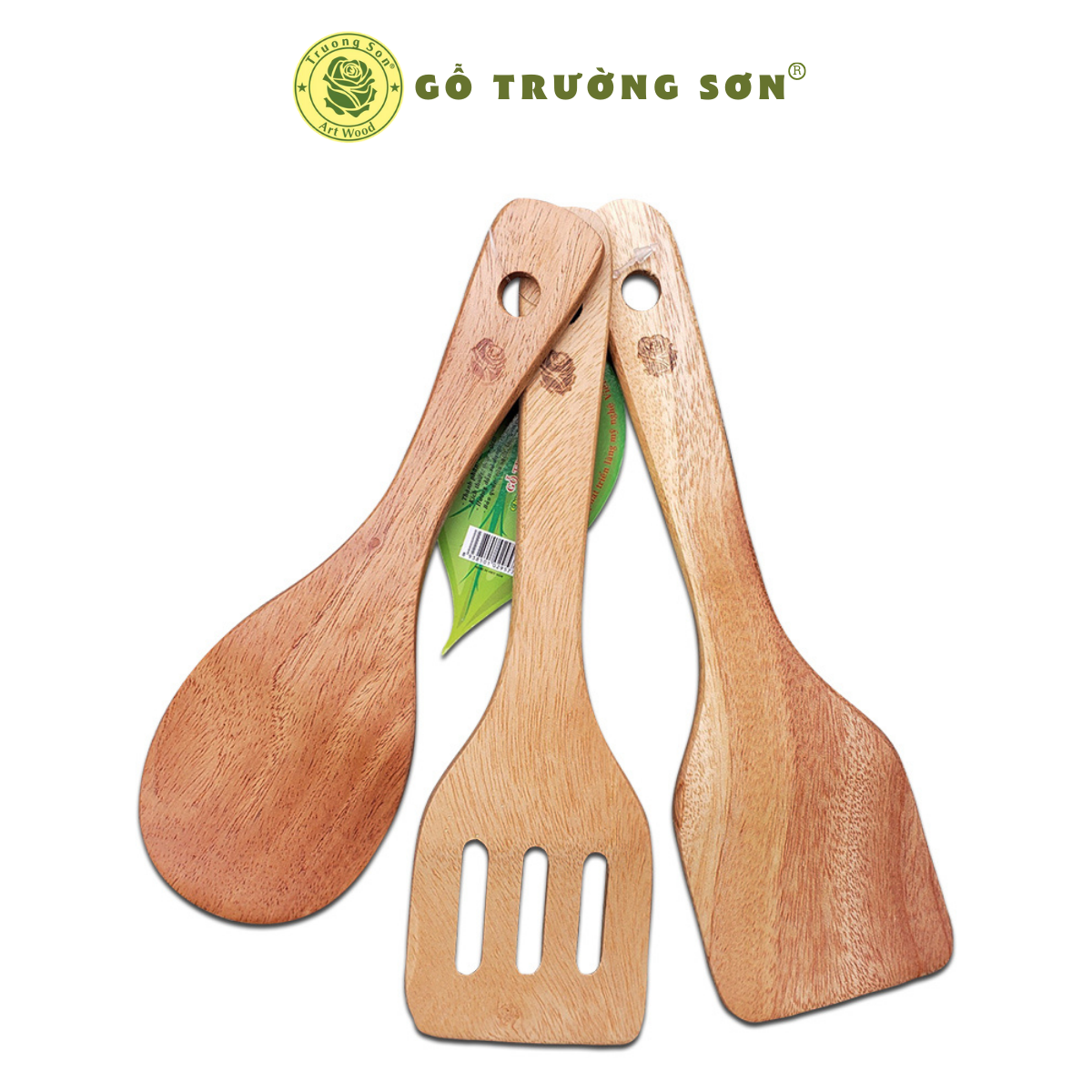 [HCM]Bộ Tam Vá Sạn Gỗ Xà Cừ - Đồ Dùng Nhà Bếp Thương Hiệu Trường Sơn