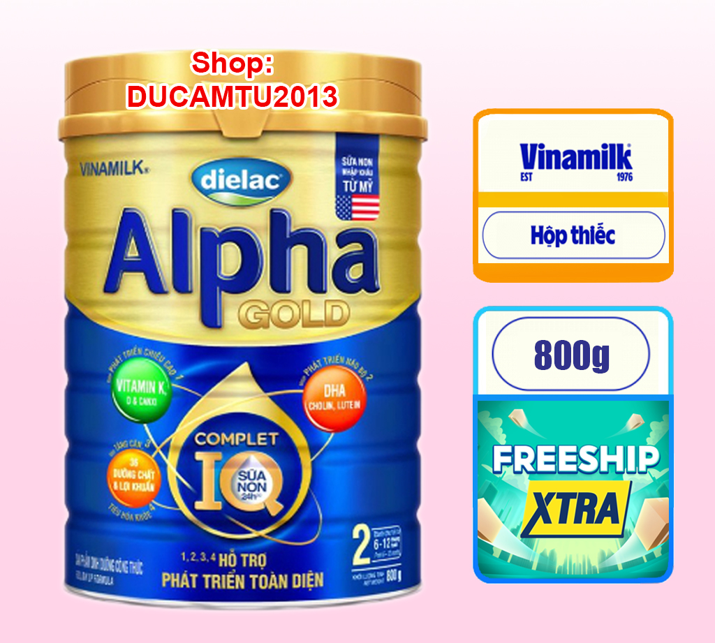 Sữa bột Dielac Alpha Gold IQ Step 2 800g HSD 2026