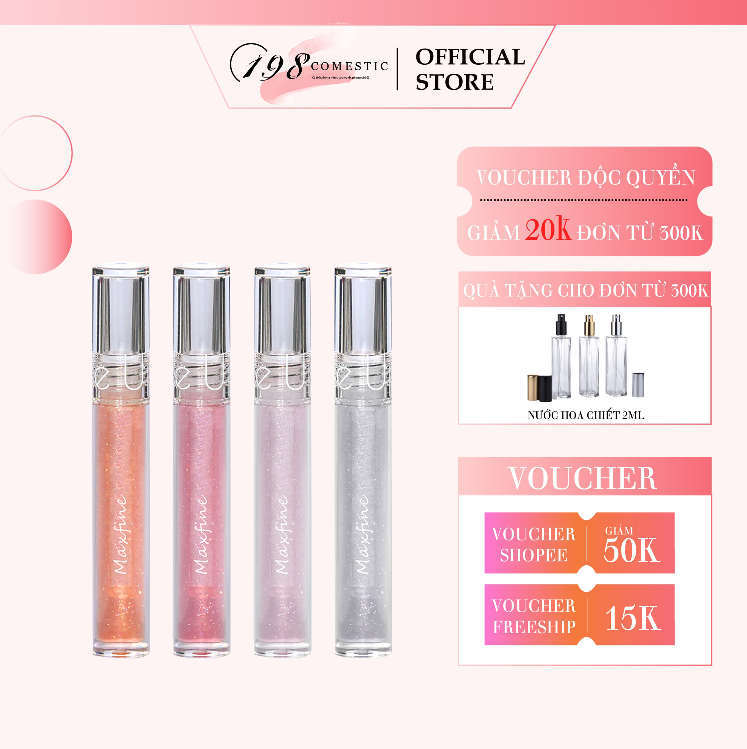 Son kem bóng ánh nhũ Maxfine Glasting Lip Gloss vừa lung linh vừa dưỡng ẩm