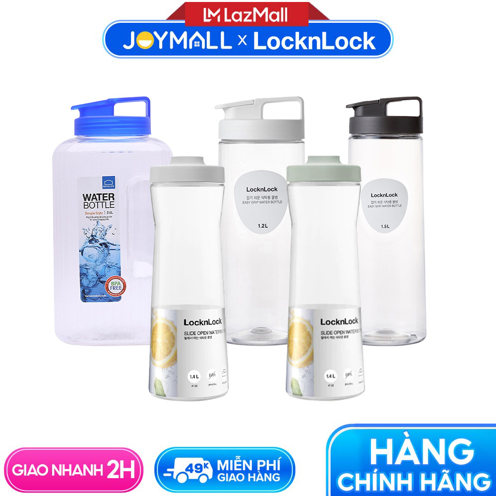  Bình nước nhựa LocknLock HAP739B 2.6L HAP824 1.4L 1.2L HAP813 Hàng chính hãng dễ cầm nắm-JoyMall 