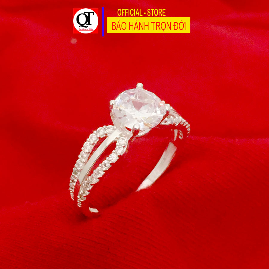 Nhẫn nữ ổ cao phong cách thời trang chất liệu bạc ta đính đá cao cấp trang sức Bạc Quang Thản – QTNU78
