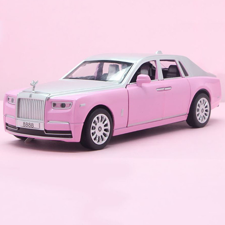 Xe Rolls-Royce Phantom VIII Tỷ lệ 1:28 mô hình kim loại có đèn âm thanh đế trưng bày mở 6 cửa