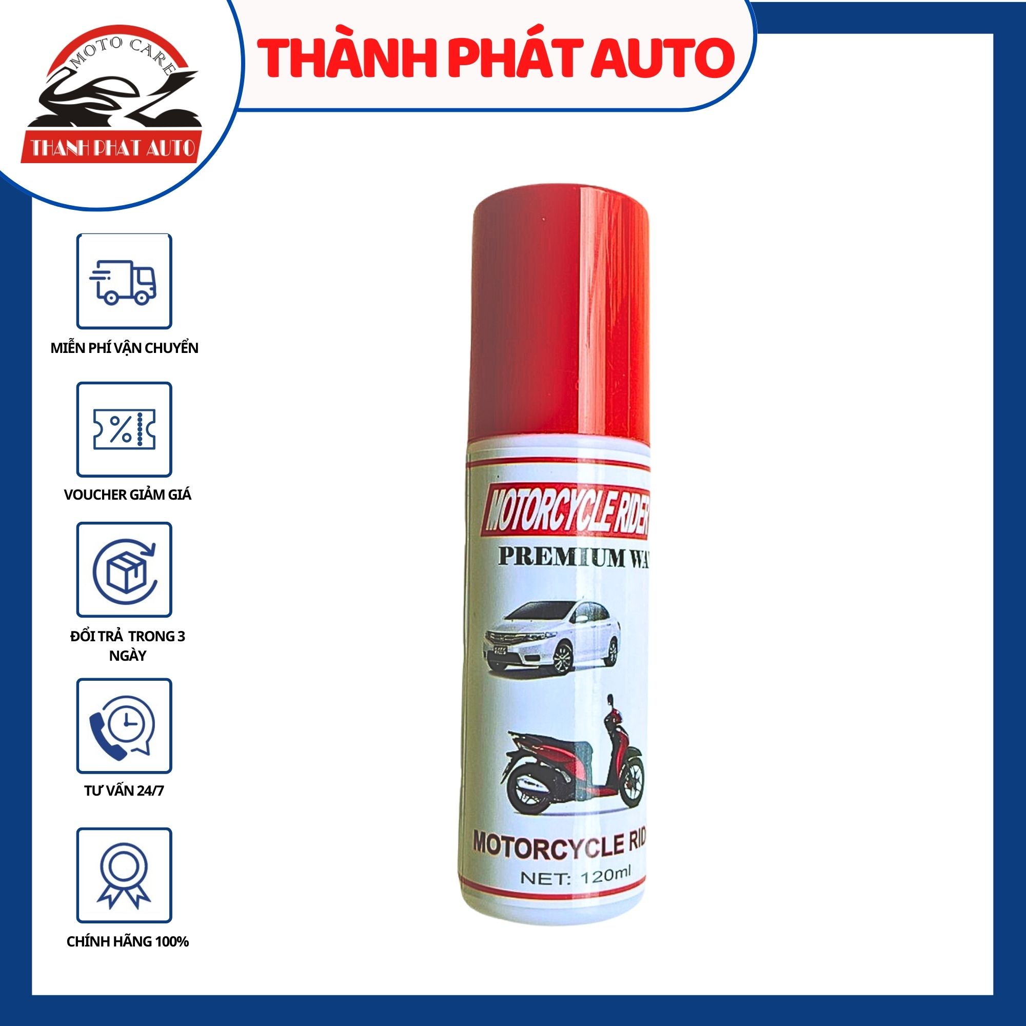 [HCM][Lấy mã giảm thêm 30%]Wax làm bóng sơn và nhựa nhám cao câp Motorcycle Rider Wax 120ml làm bóng nhanh tức thì bảo vệ sơn chống rạng nứt và xám màu
