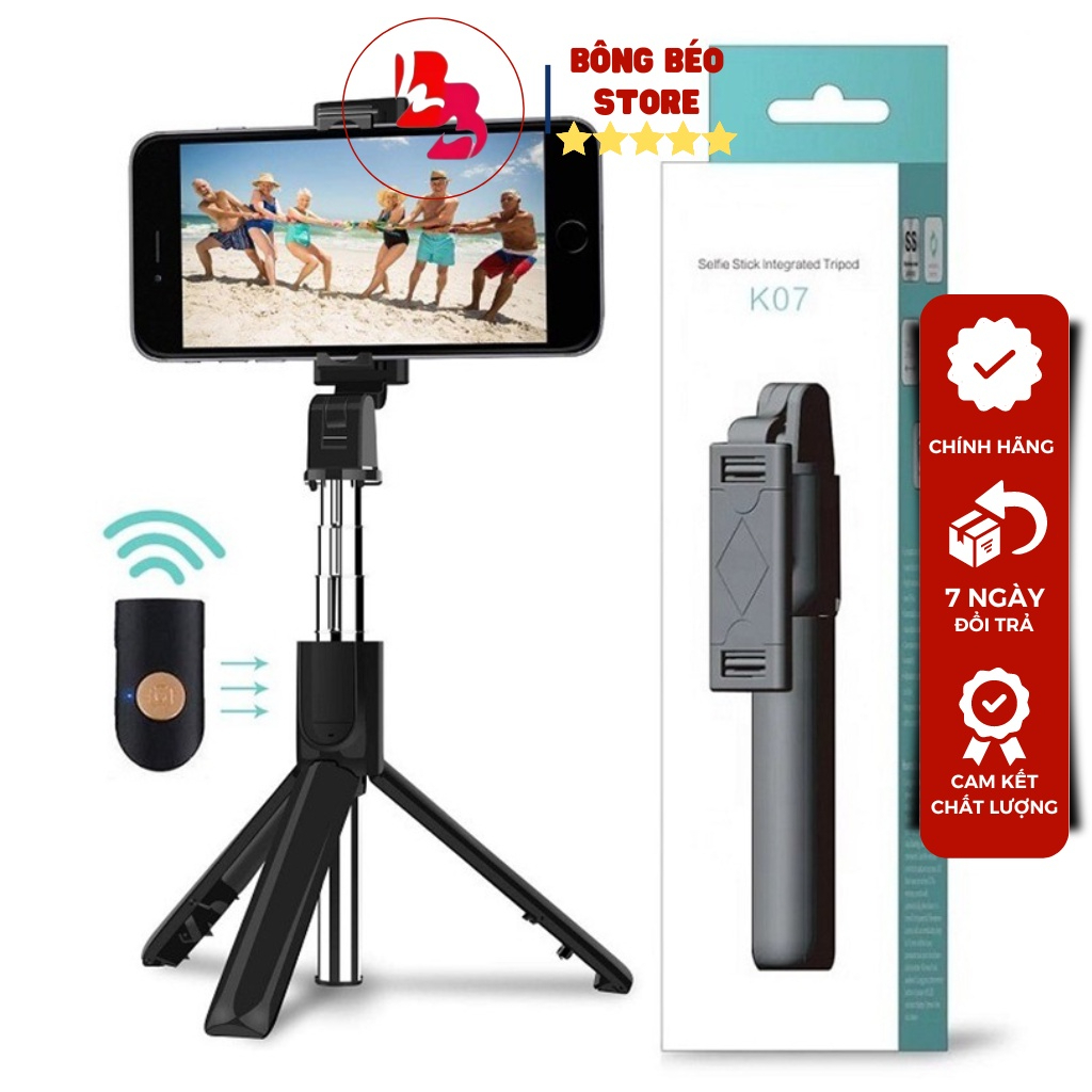 Gậy Chụp Hình Selfie Kiêm Giá Đỡ Tripod 3 Chân Cho Điện Thoại Bluetooth K07