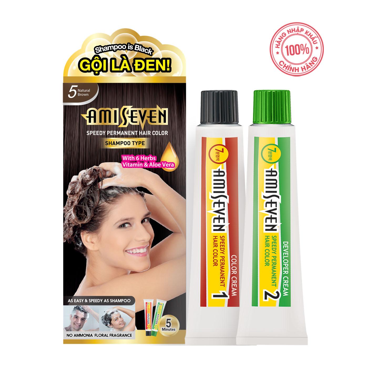 Nhuộm phủ bạc dược thảo dạng gội số 5 nâu tự nhiên - hương hoa quả hàn quốc