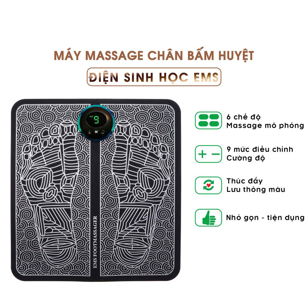 ( Hàng Chính Hãng ) Thảm Massage Chân EMS Chính Hãng Giúp Lưu Thông Khí Huyết, Giảm Đau Mỏi Chân, Máy Massage Bàn Chân Chăm Sóc Sức Khỏe, Pin Sạc