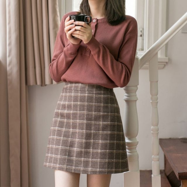 Chân Váy Chữ A chân váy kẻ nhẹ nhàng dễ phối đồ