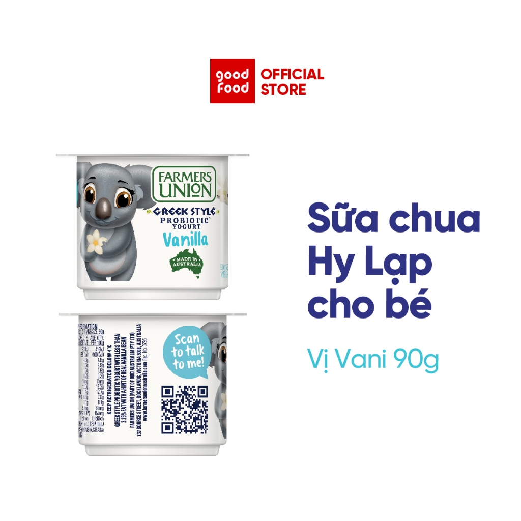 Sữa Chua Hy Lạp Farmers Union vị vani 90g - 1 hộp