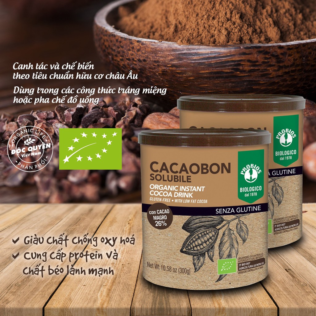 HCMBột CaCao Hữu Cơ 300g ProBios Organic Instant CaCao Drink