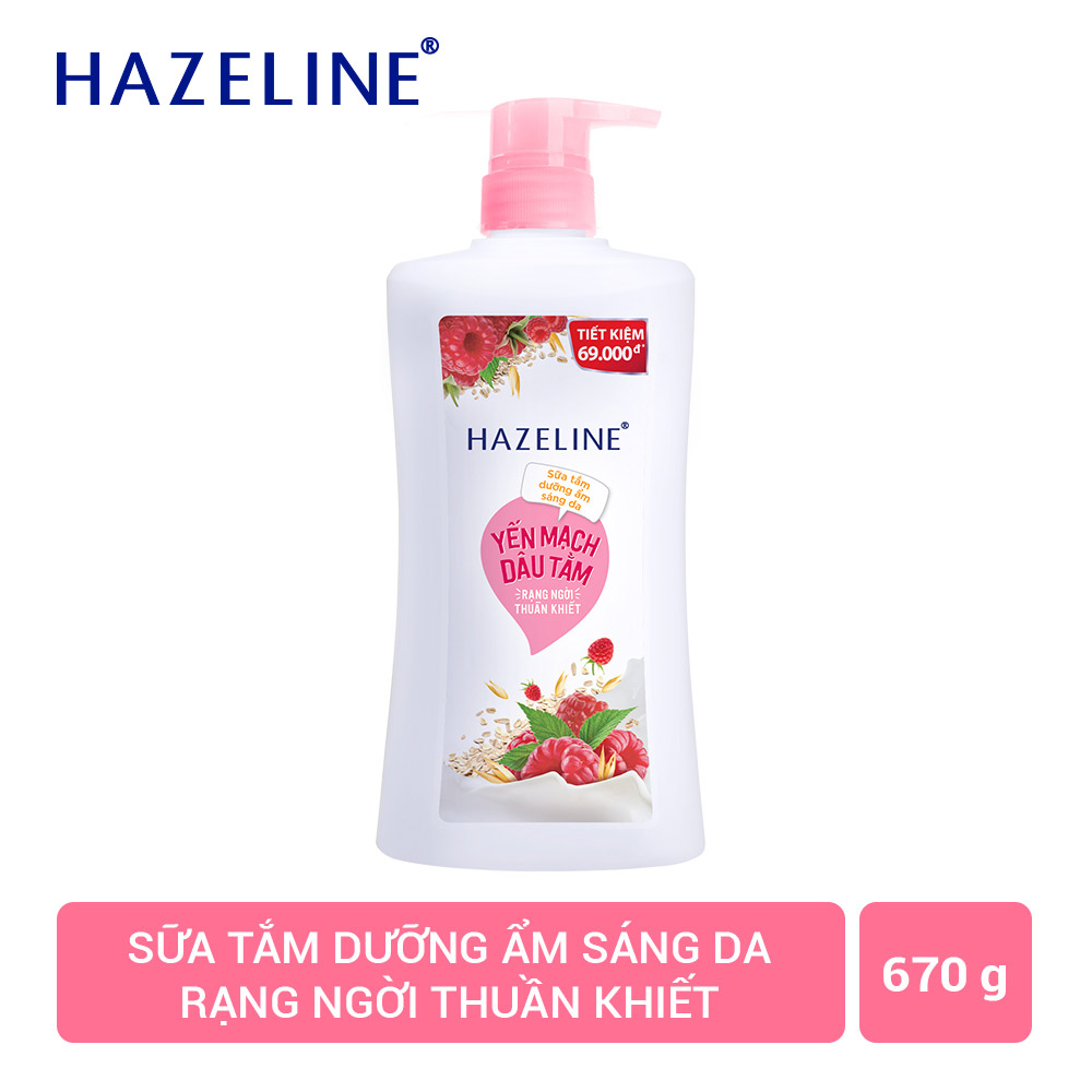 Sữa Tắm Hazeline Yến Mạch & Dâu Tằm Dưỡng Ẩm Sáng Da (Mới) 670g