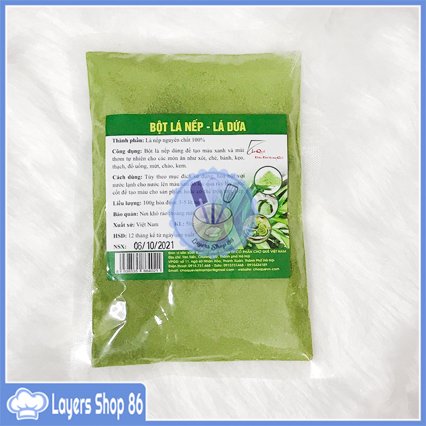 [Bột Tạo Màu Tự Nhiên 50g lá nếp/ lá dứa tạo màu xanh lá][Bột tạo màu thực phẩm hữu cơ rau củ quả gói 50gr lá nếp]