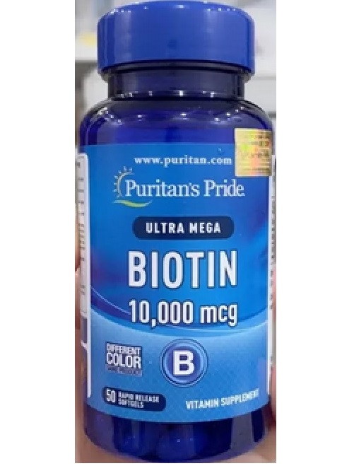 Chống rụng tóc, mọc tóc mới, kiềm dầu da (hsd 30/1/2026)- Puritan's Pride Biotin 10000mcg 50 viên
