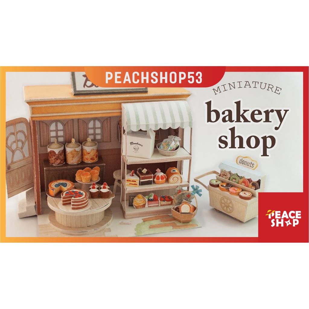Mô hình giấy cửa hàng bánh ngọt bakery shop figure kiến trúc os43