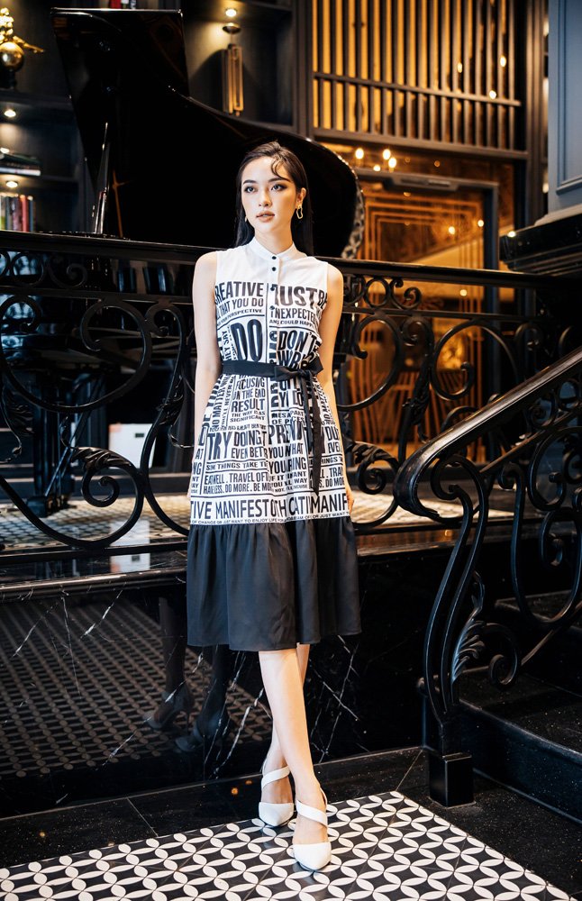 Váy sát nách cổ tàu xòe Cchat Clothes