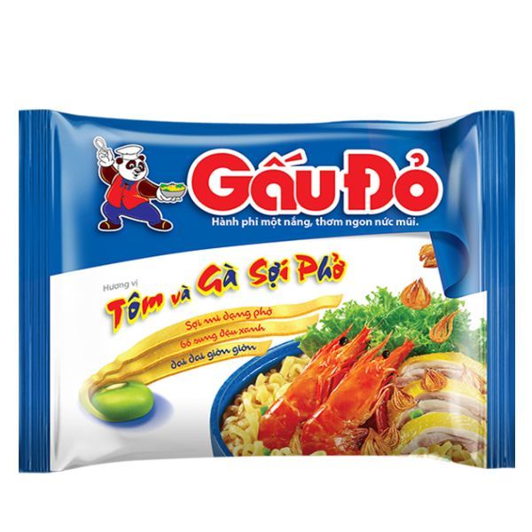 Thùng 30 gói mì gấu đỏ tôm và gà sợi phở