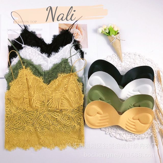 Áo bra ren 2 dây cao cấp dáng lửng, bra ren sexy dây mảnh NL056