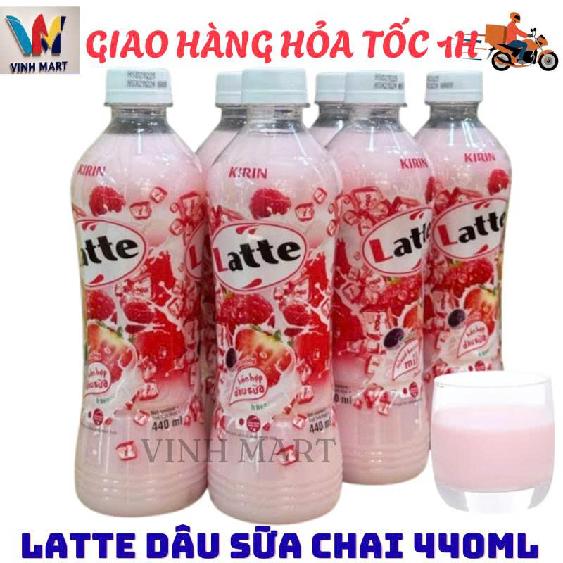 Latte dâu sữa hỗn hợp thức uống thiên nhiên 1 Lốc 6  chai 440 ml