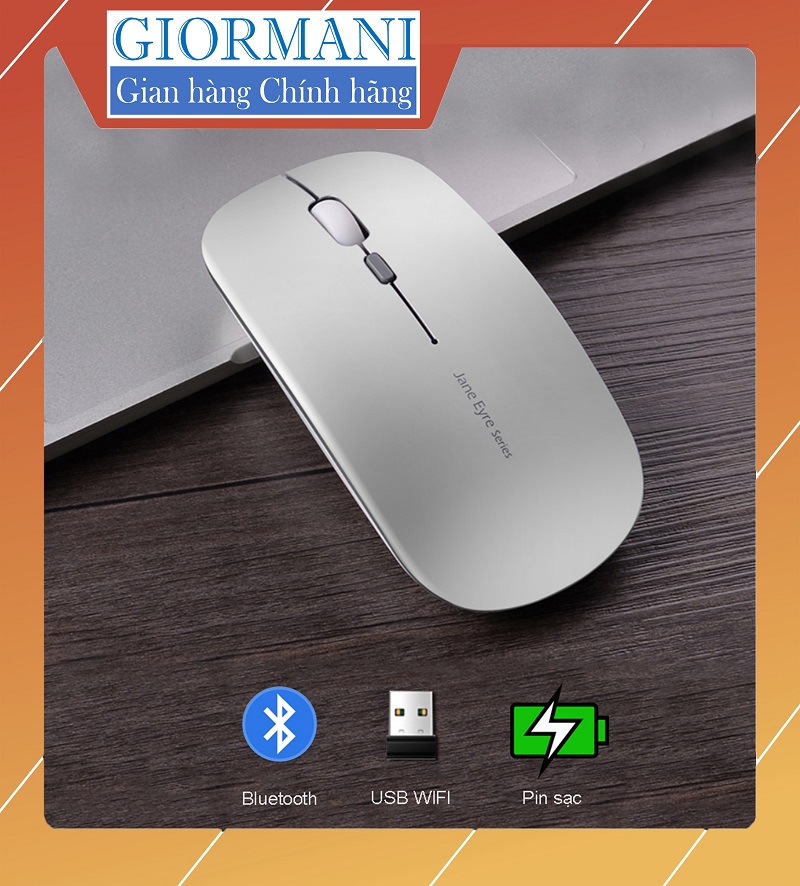 Chuột bluetooth cao cấp jane eyre sạc pin cho macbook điện thoại laptop pc a185 - hàng cao cấp giormani