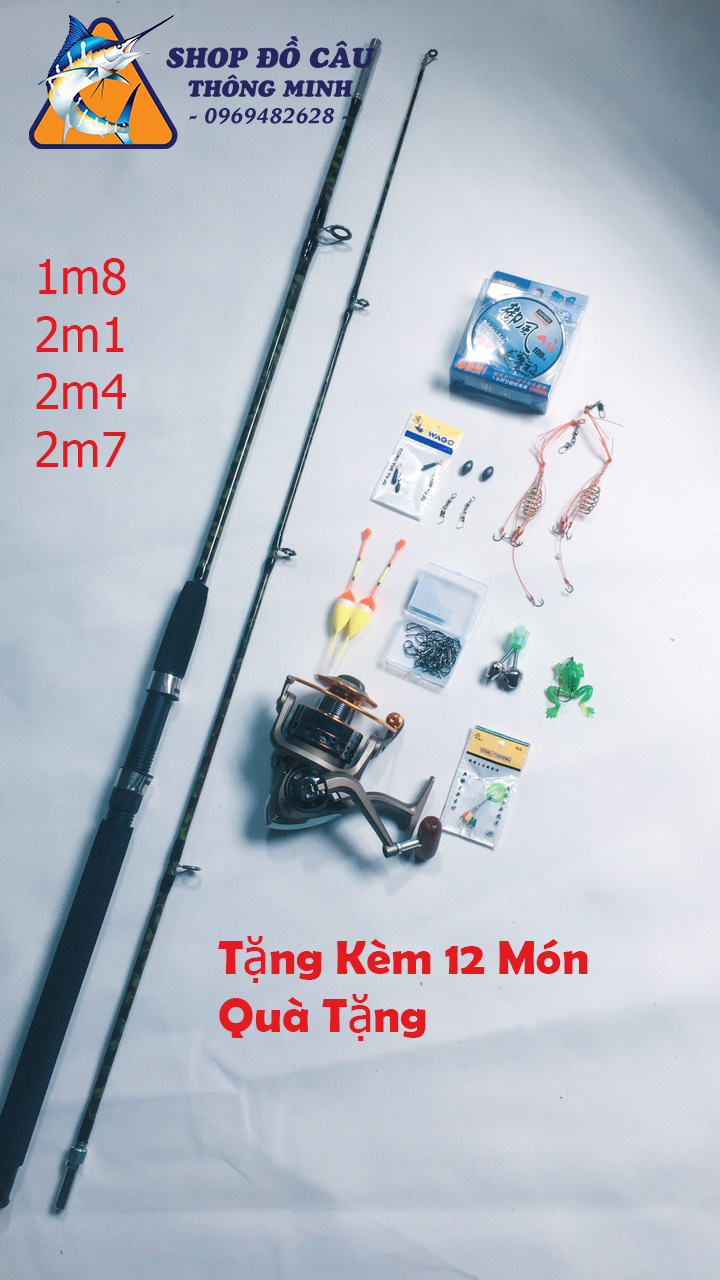 Bộ Cần Câu Máy Shimano 2 Khúc Đặc Rằn Ri Và Máy LC7000 Đủ Size ; 1m8 , 2m1, 2m4, 2m7, Tăng Kèm 12 Món Quà Hấp Dẫn, can cau may gia re 2 khuc, can cau lure ( Shop Đồ Câu Thông Minh )