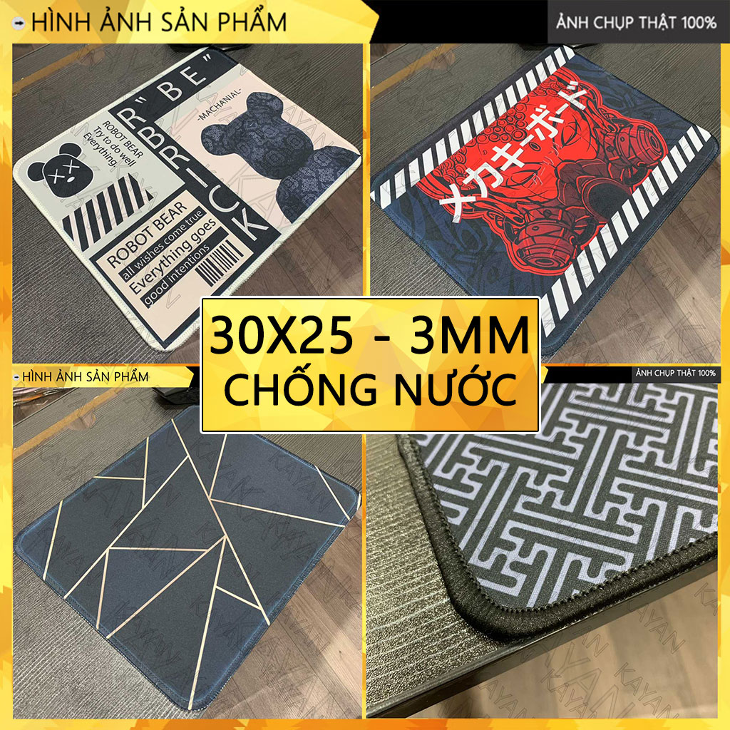 Miếng lót chuột gaming, bàn di chuột chống nước 30x25cm, dày 3mm, có bo viền