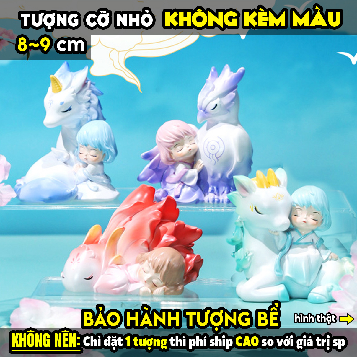 Tượng tô màu chọn mẫu, THẦN THÚ HỘ MỆNH, size M, tượng thạch cao (Không kèm màu), tô tượng