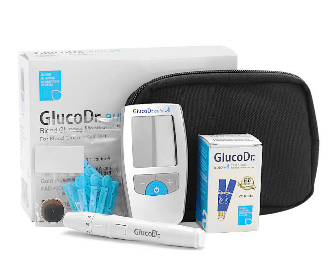 Máy đo đường huyết gluco dr auto agm 4000 kèm 25 que và 10 kim - bh trọn đời