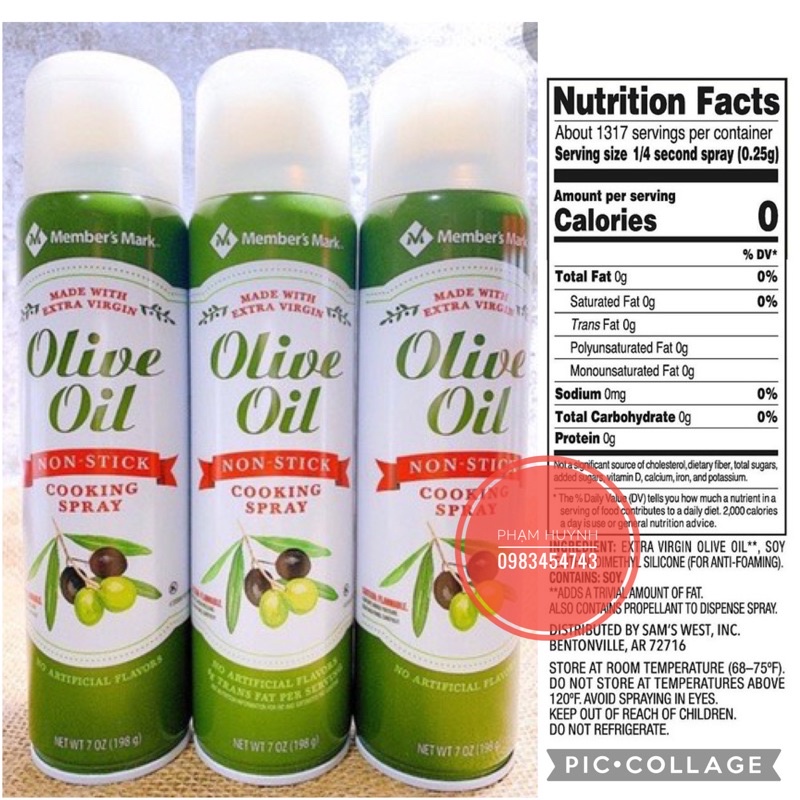 Dầu ăn kiêng Olive Oil Member's Mark dạng xịt chai lớn 7oz , dầu xịt ô liu eatclean keto