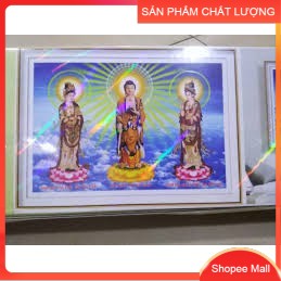 [HCM]Tranh đính đá Tam thế phật DD9232 kích thước 100*70cm [Hàng có sẵn]