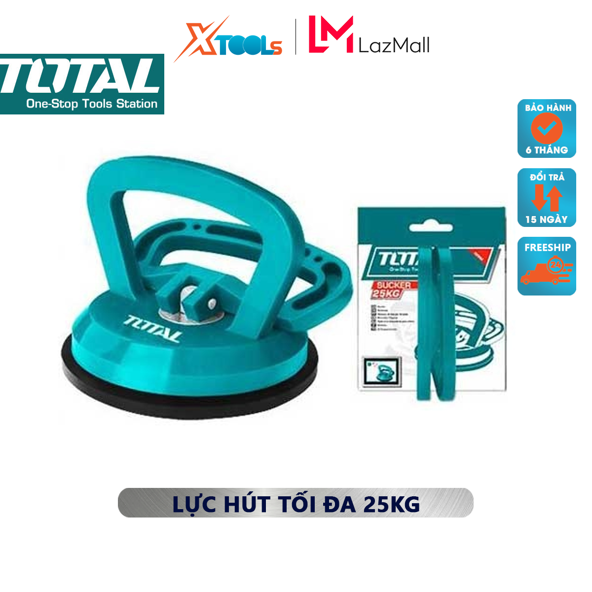 Tay hít kính 1 chấu Total TSP01251 | dụng cụ hít kính 115mm giác hút chân không nhựa ABS siêu bền trọng lượng nâng kính tối đa 50kg  [CHÍNH HÃNG][XTOOLs]