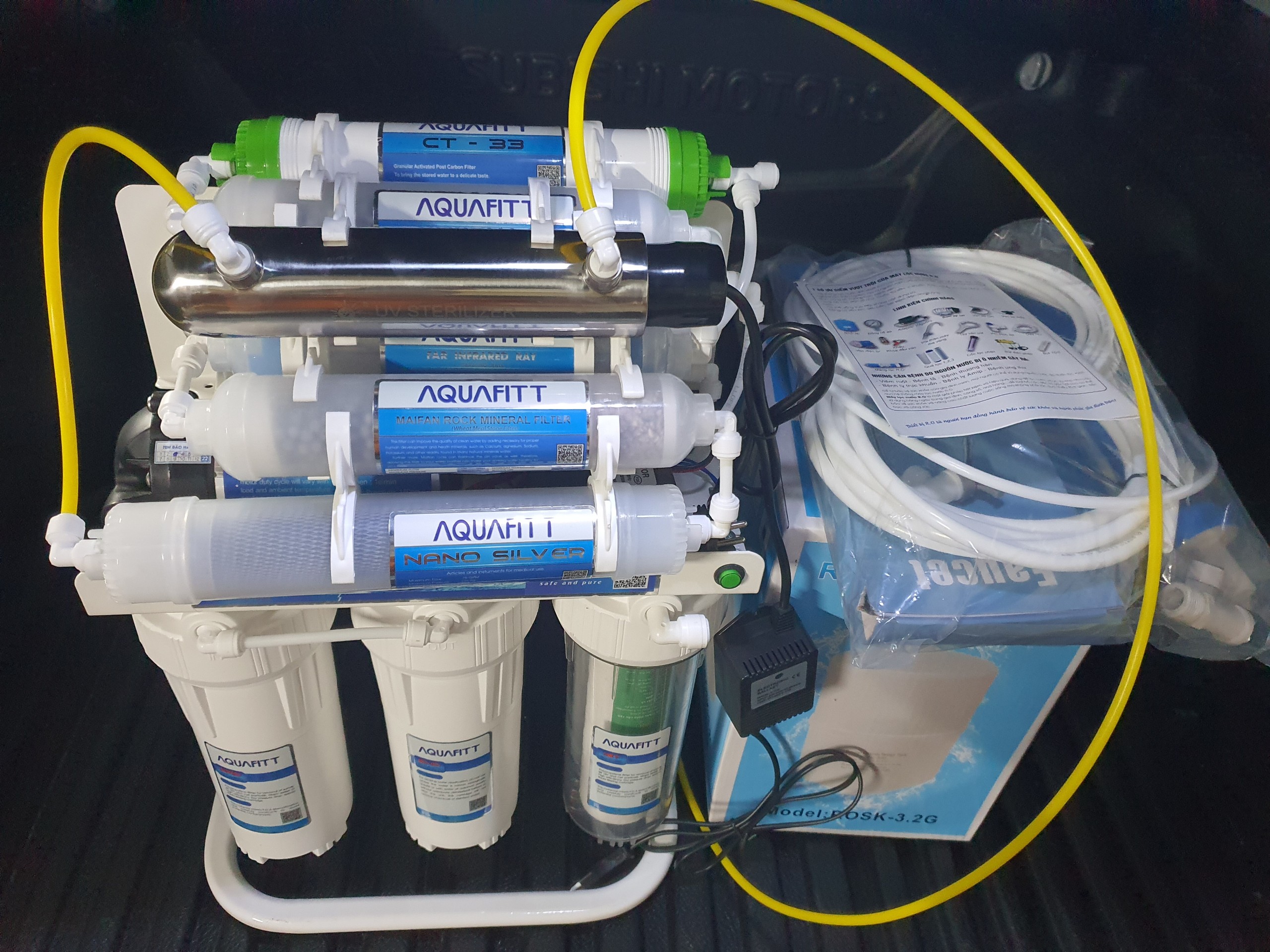 Máy lọc nước tinh khiết ro 9-10 lõi uv aquafitt k tủ