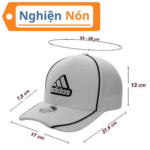 Mũ kết Adidas Kaki Khóa cửa sổ Logo thêu viền kết, nón kết thể thao adidas, mũ thời trang nam nữ