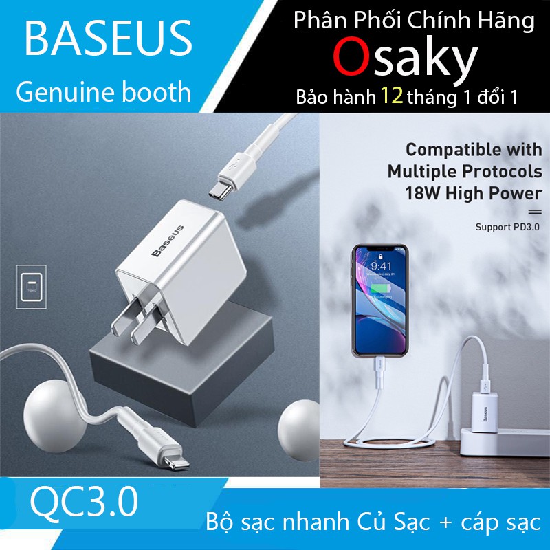 Bộ sạc nhanh iphone 20w baseus tương thích với đời máy 8 plus x xs xsmax 11 11pro 11 promax 12 12pro 12promax