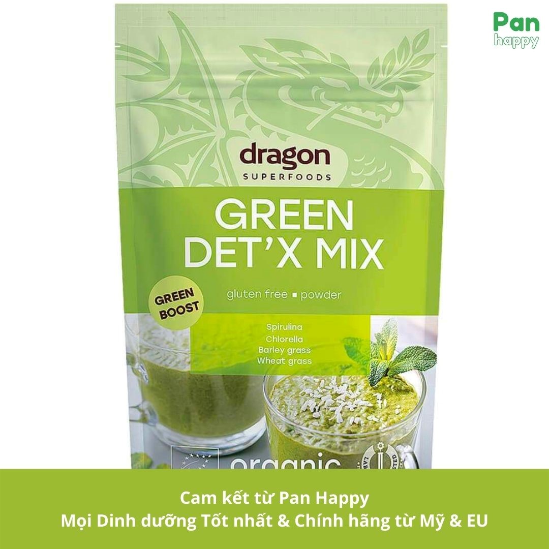 Hỗn hợp Green Detox chlorella, spirulina, cỏ lúa mì, cỏ lúa mạch thải độc