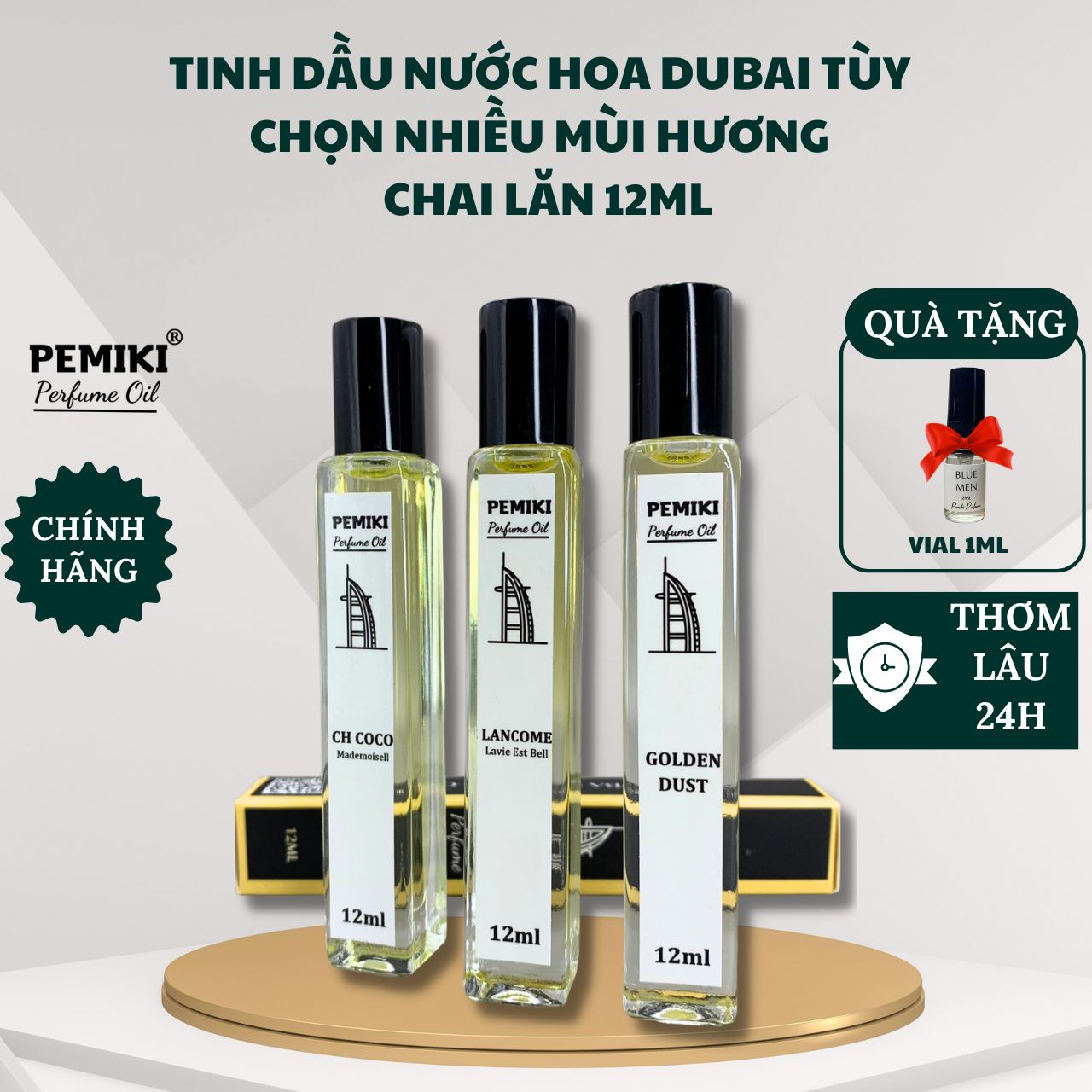 Nước hoa tinh dầu dubai PEMIKI nước hoa nam nữ dạng lăn 12ml thơm lâu 24h - PEMIKI Perfume