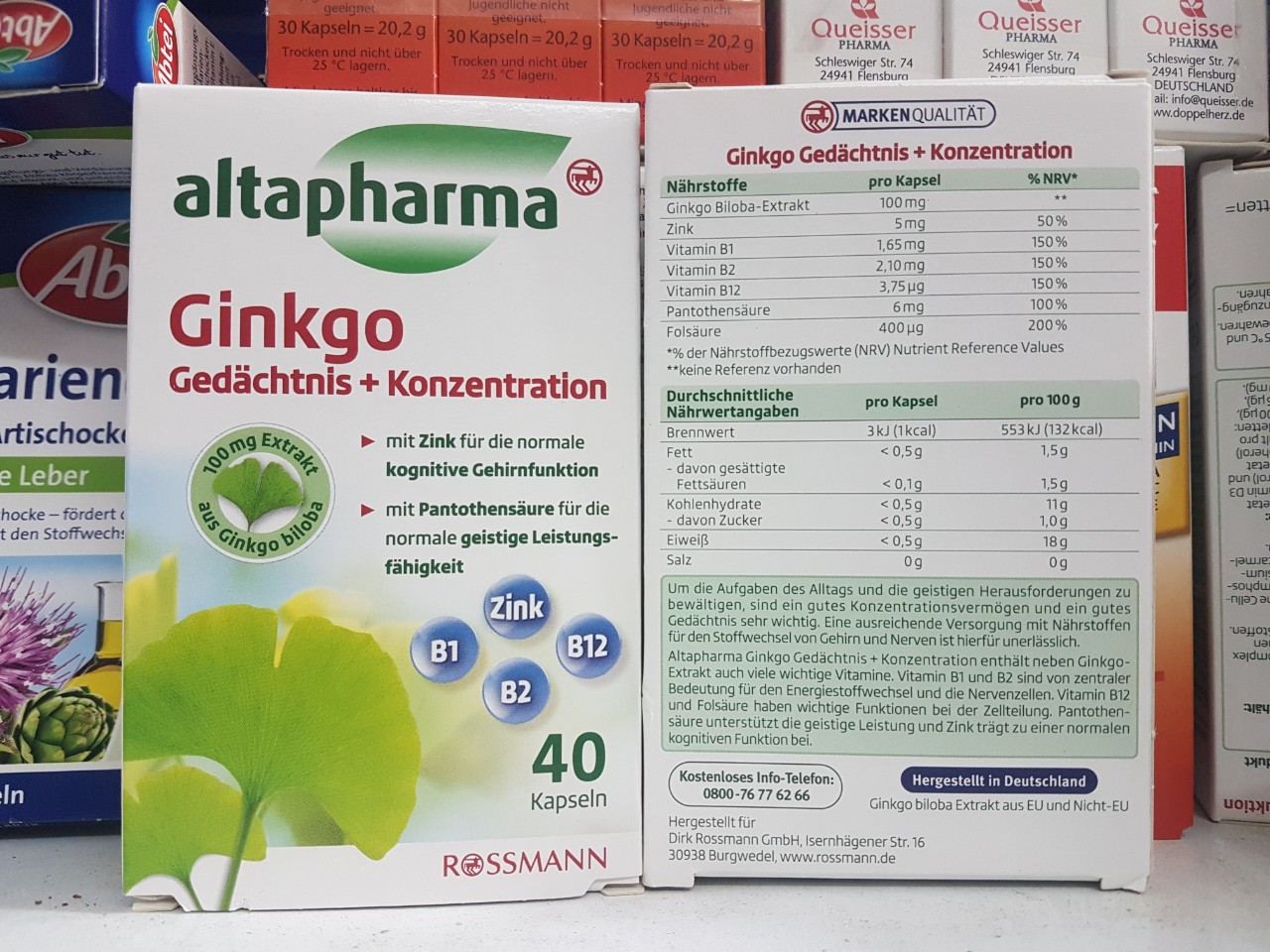 Đồ uống Ginkgo altapharma hộp 40 viên của Đức