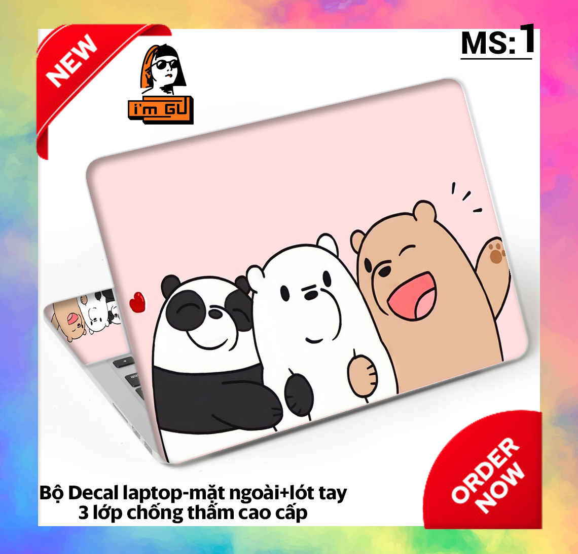 [HCM]BỘ DECAL DÁN BẢO VỆ TRANG TRÍ LAPTOP  Decal cao cấp 3 lớp chống thấm TẤT CẢ CÁC DÒNG MÁY MACBOOK/ACER/HP/DELL