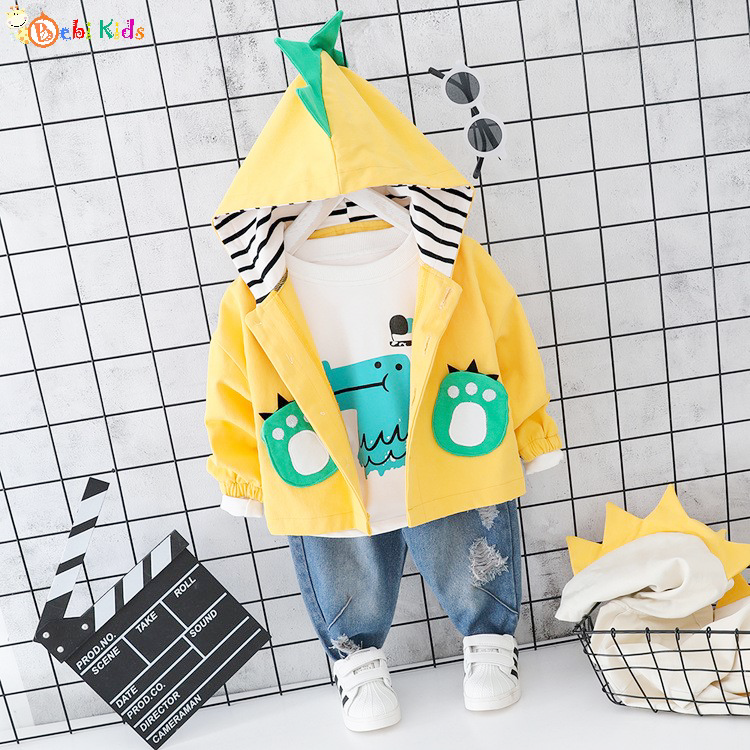 Set áo khoác khủng long cho bé, thời trang trẻ em, quần áo trẻ em