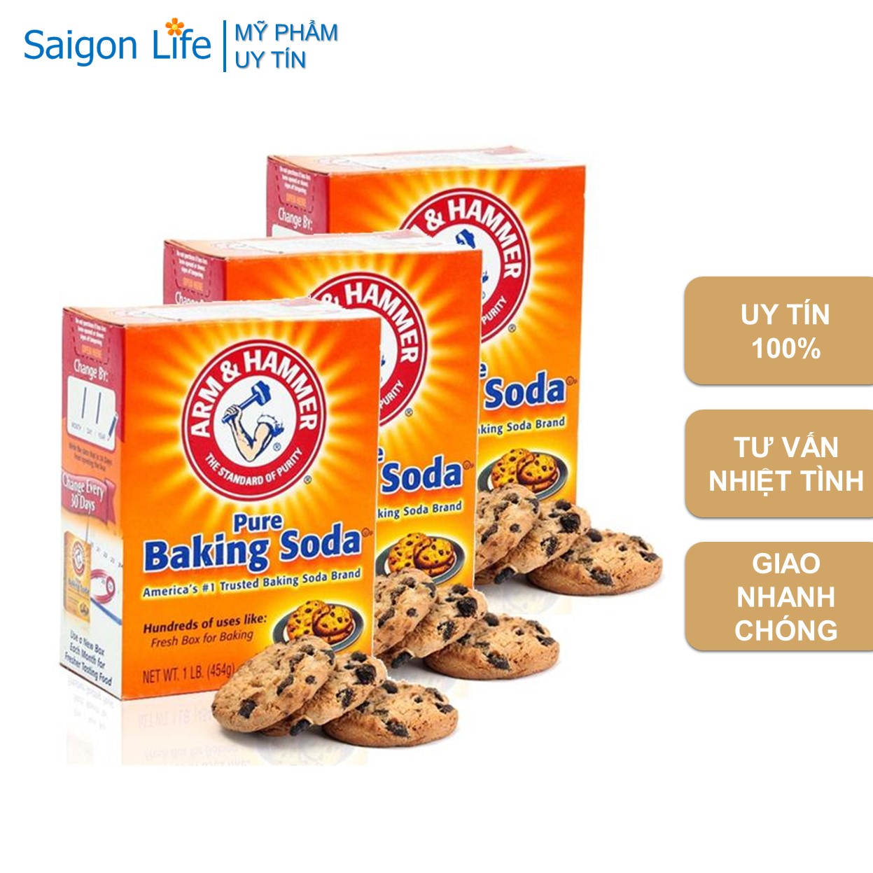 Bộ 3 Bột Baking Soda Đa Công Dụng 454g